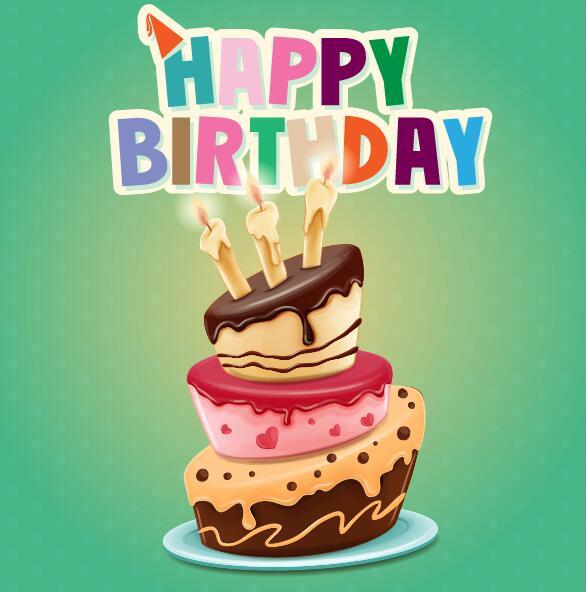 Retro-Geburtstagskarte mit Cartoon Kuchen Vektor 02 - WeLoveSoLo