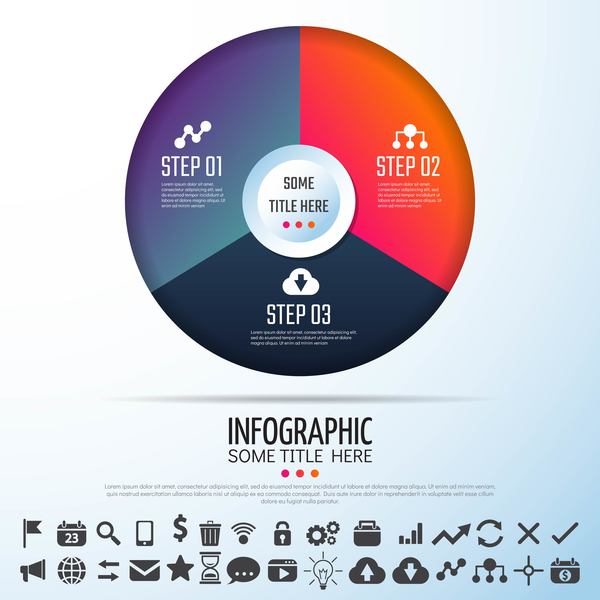 Verksamhet runda infographic ikoner 