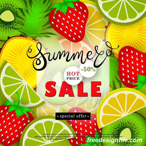 Verkauf Sommer Rabatte poster Obst advertisemen 