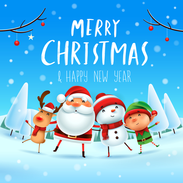 クリスマス カード サンタ友達ベクトル 03 Welovesolo