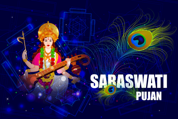 Stil saraswati pujan festival etniska 