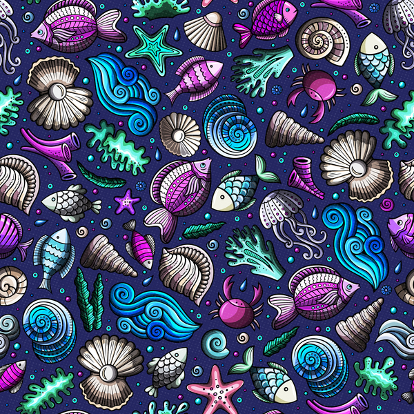 seamless sea pattern hand 