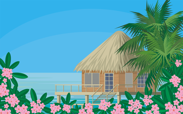 trees sea palm bungalows  
