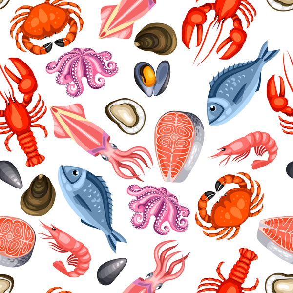 seamless seafood pattern  