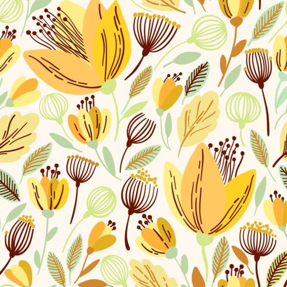 seamless pattern hand flower drawn 