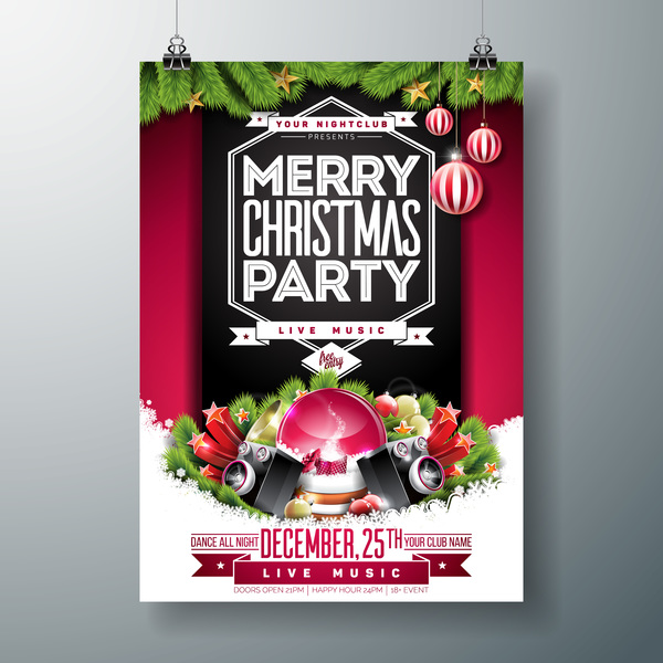Weihnachten poster party Musik flyer 