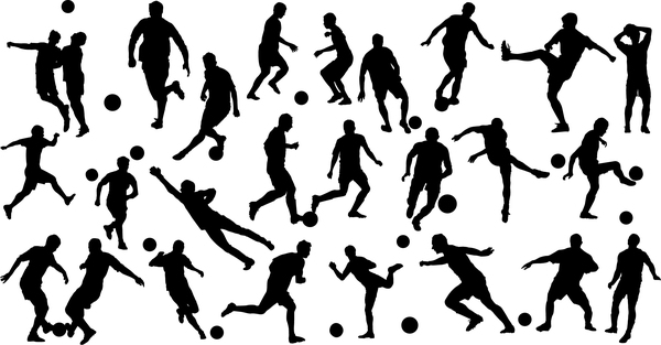 silhouette set play football 
