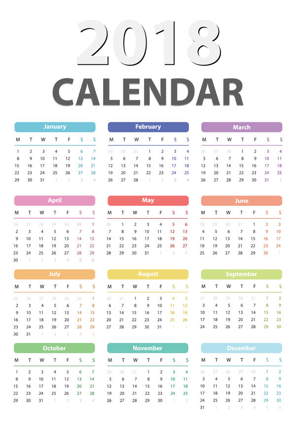 semplice calendario 2018  