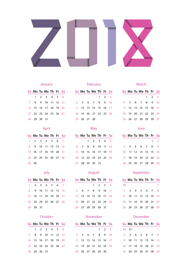 semplice calendario 2018  