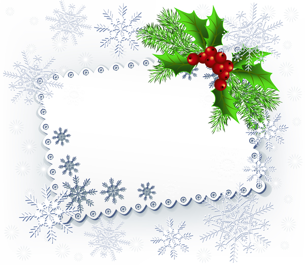 Weihnachten Stechpalme Schneeflocke Karte 