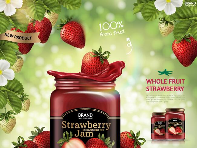 poster jar fraise confiture 
