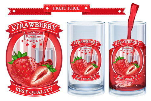 Saft Etiketten Erdbeere 