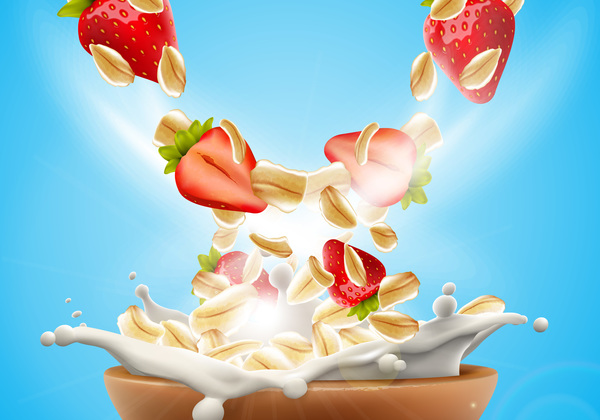 Werbung splash Milch Hafer flyer Flocken Erdbeere 