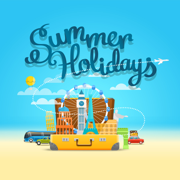 Travel world with summer holiday vector WeLoveSoLo