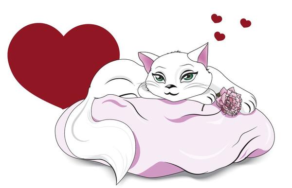 weiß Valentinstag Katze 
