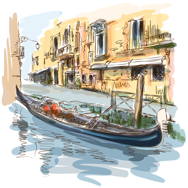 Venedig landskap Italien hand 