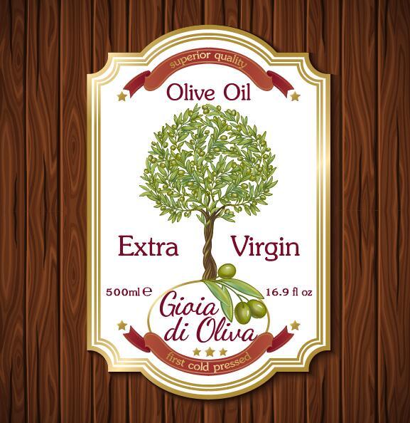 Vintage en bois olive Lable huile 