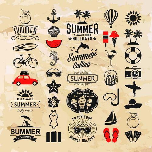 vintage typographie summer logos fêtes  