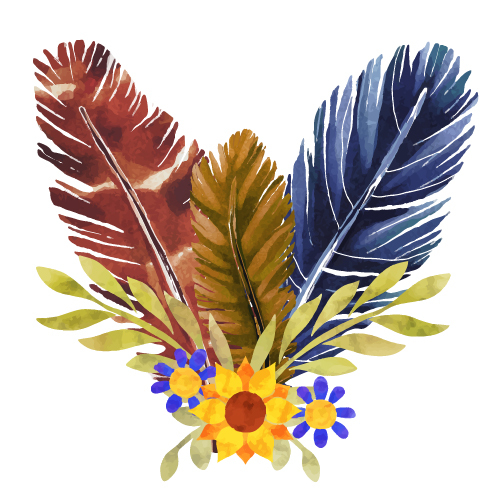 plumes fleurs Aquarelle 