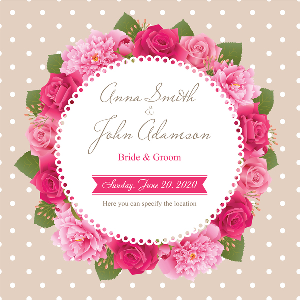 wedding roses pink peony card 