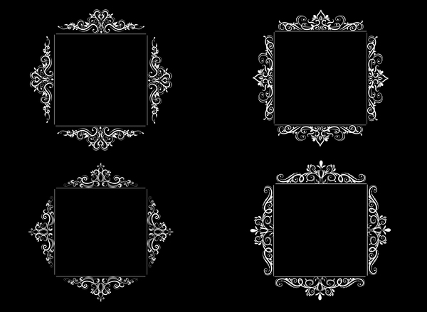 white Retro font frame decor baroque 