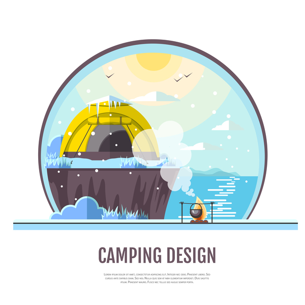 、キャンプ、テント、冬 