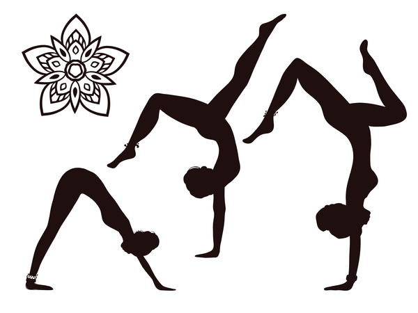 yoga silhouette Frauen darstellen 