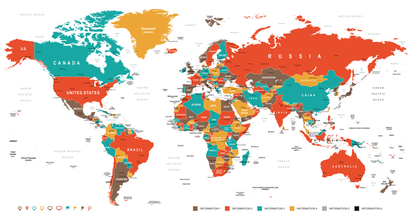世界の国の場所地図ベクトル Welovesolo