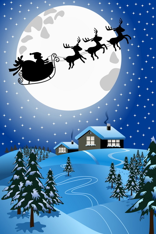 、風景、月、夜、冬、クリスマス 