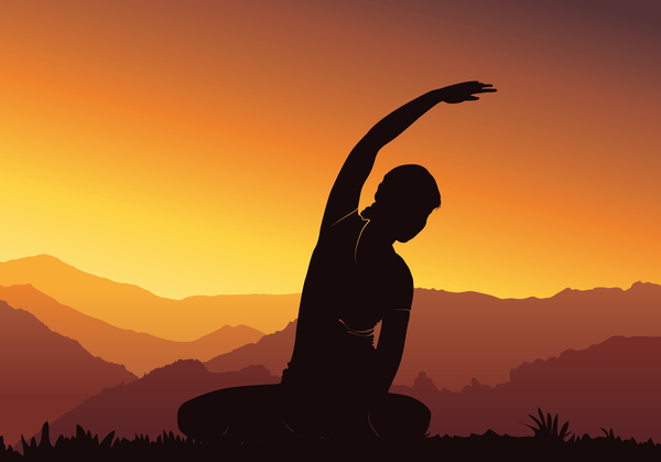 yoga tramonto silhouette 
