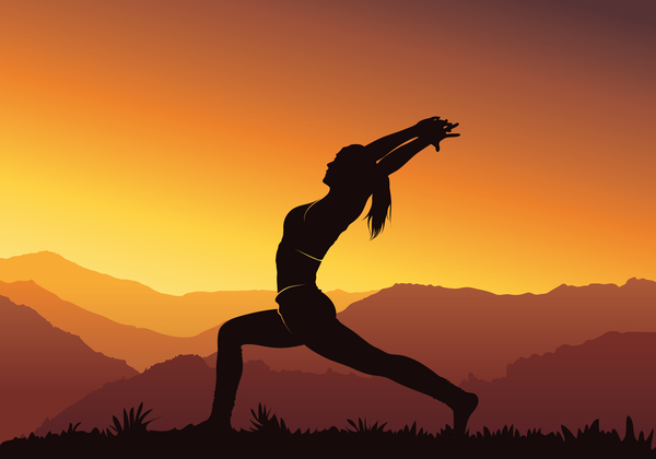 yoga silhouette coucher de soleil 
