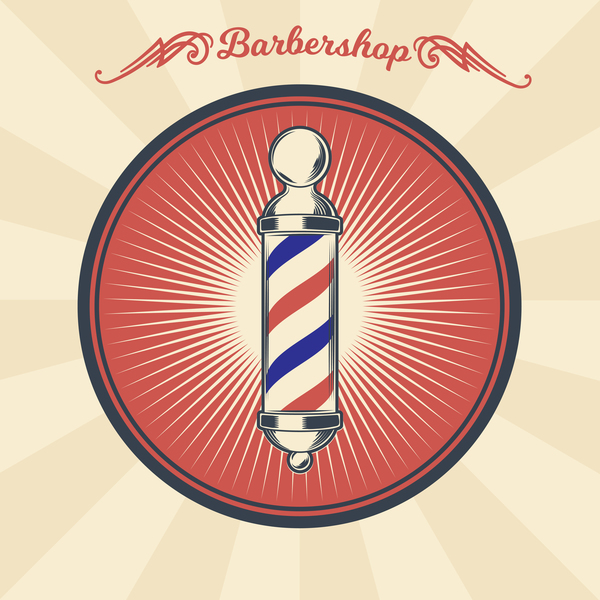 Retro teckensnitt ljus Barbershop badge 