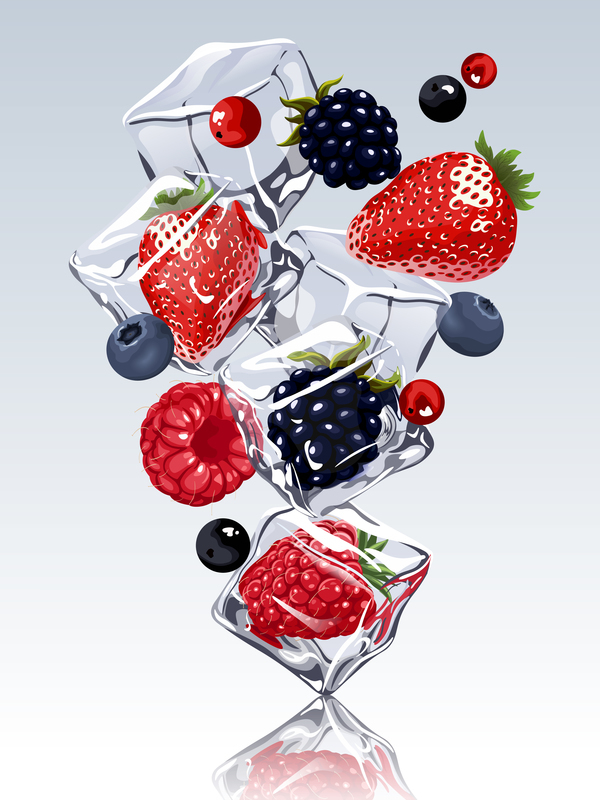 ice cubes berries 