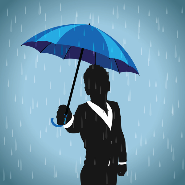 silhouetter paraply papper blå 