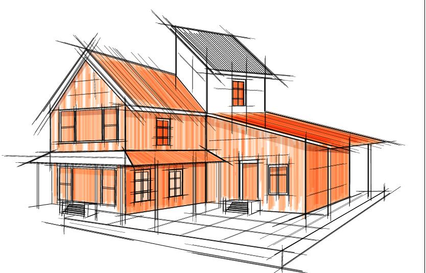 sketch draft building blueprint 