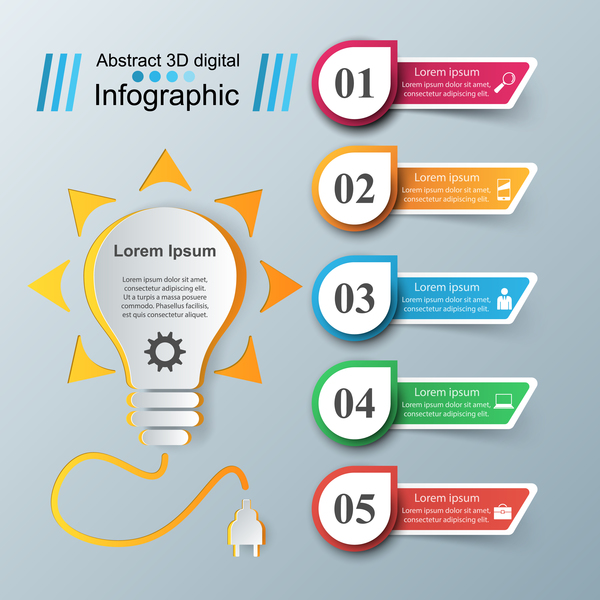 Papier Infografik Glühbirne Abstrakt 