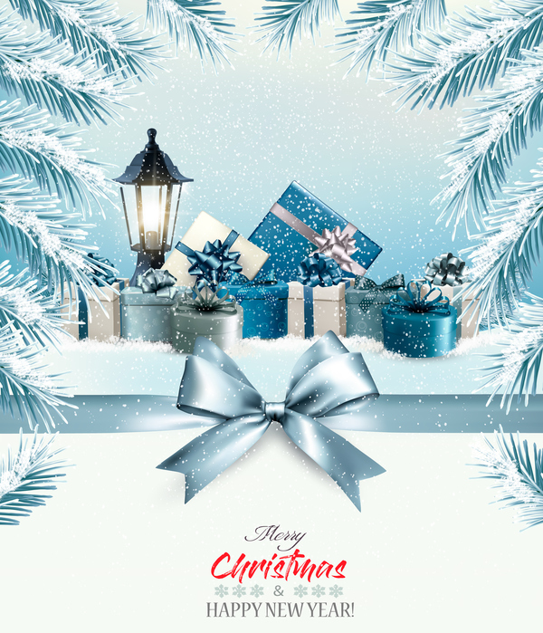 Weihnachten bunt Boxen Bogen blau 
