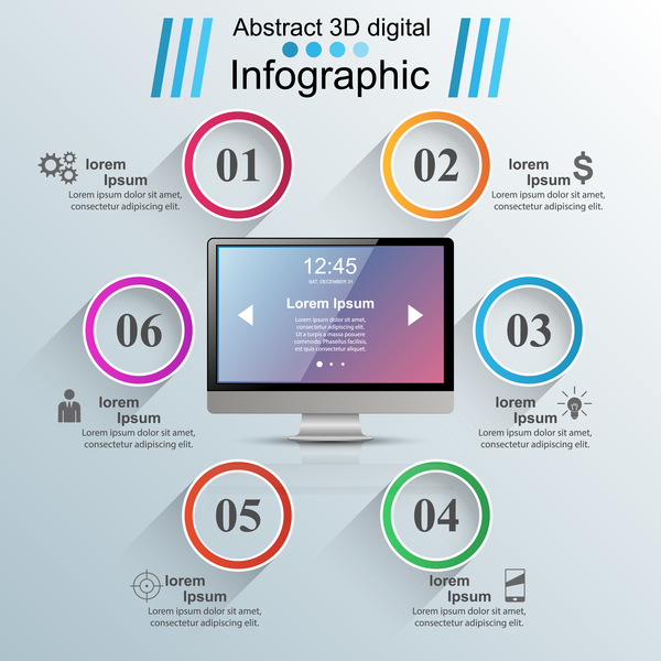 monitor infographic cerchio  
