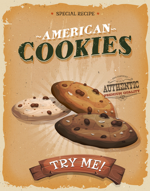 Retro teckensnitt flyer cookies affisch 