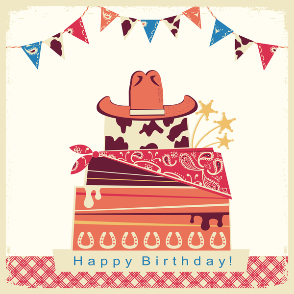 tårta kort Födelsedag cowboy 