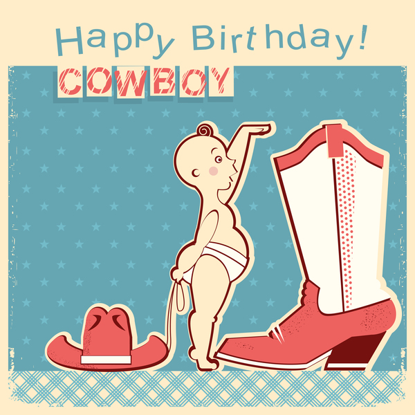 Lite kort Födelsedag cowboy baby 