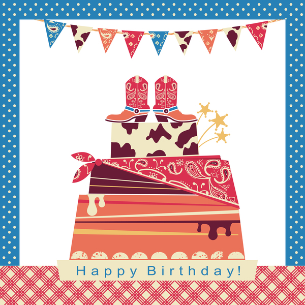 party cowboy card cake birthday 