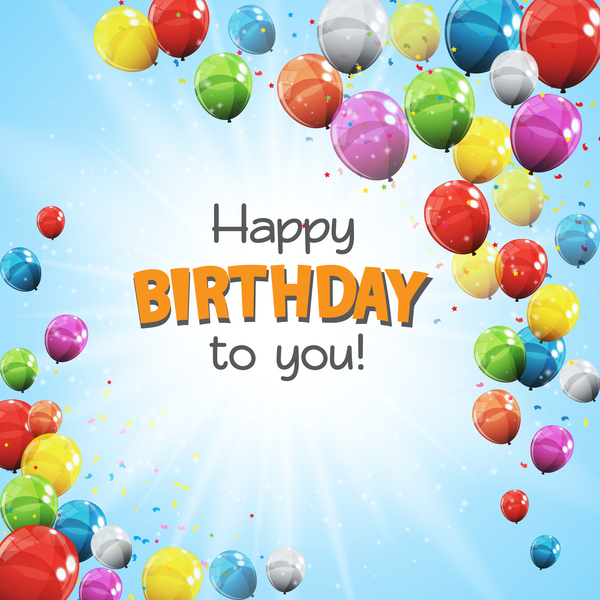 Luftballons Karte happy Geburtstag farbig 
