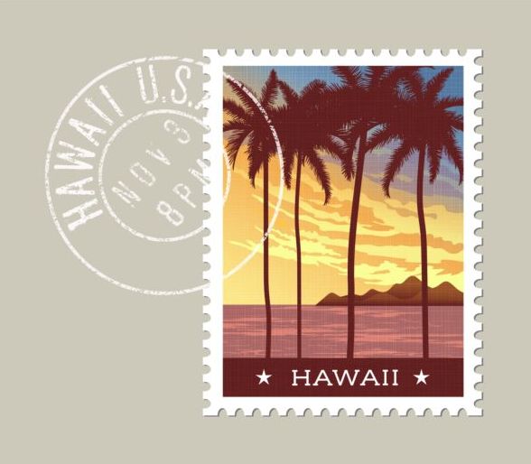 、ハワイ、切手、スタンプ 
