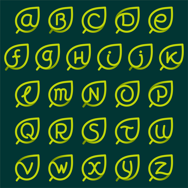 lignes feuilles alphabet 