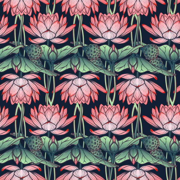 seamless pattern lilies flower 