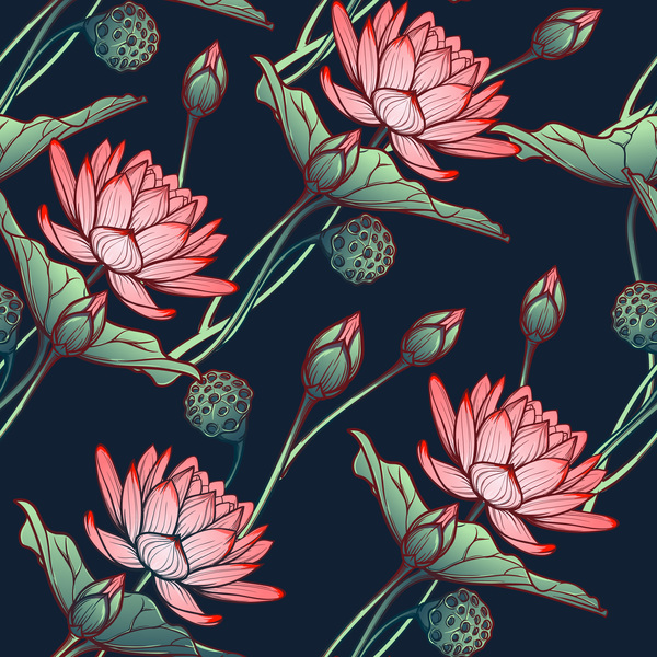 seamless pattern lilies flower 