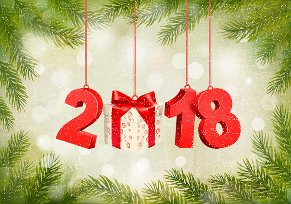、2018 年にクリスマス、赤、緑、古い木 