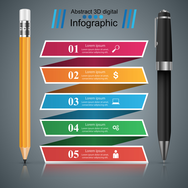 pencil pen infographic 