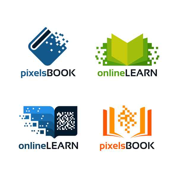 、書籍、学ぶ、ロゴ、オンライン、ピクセル 